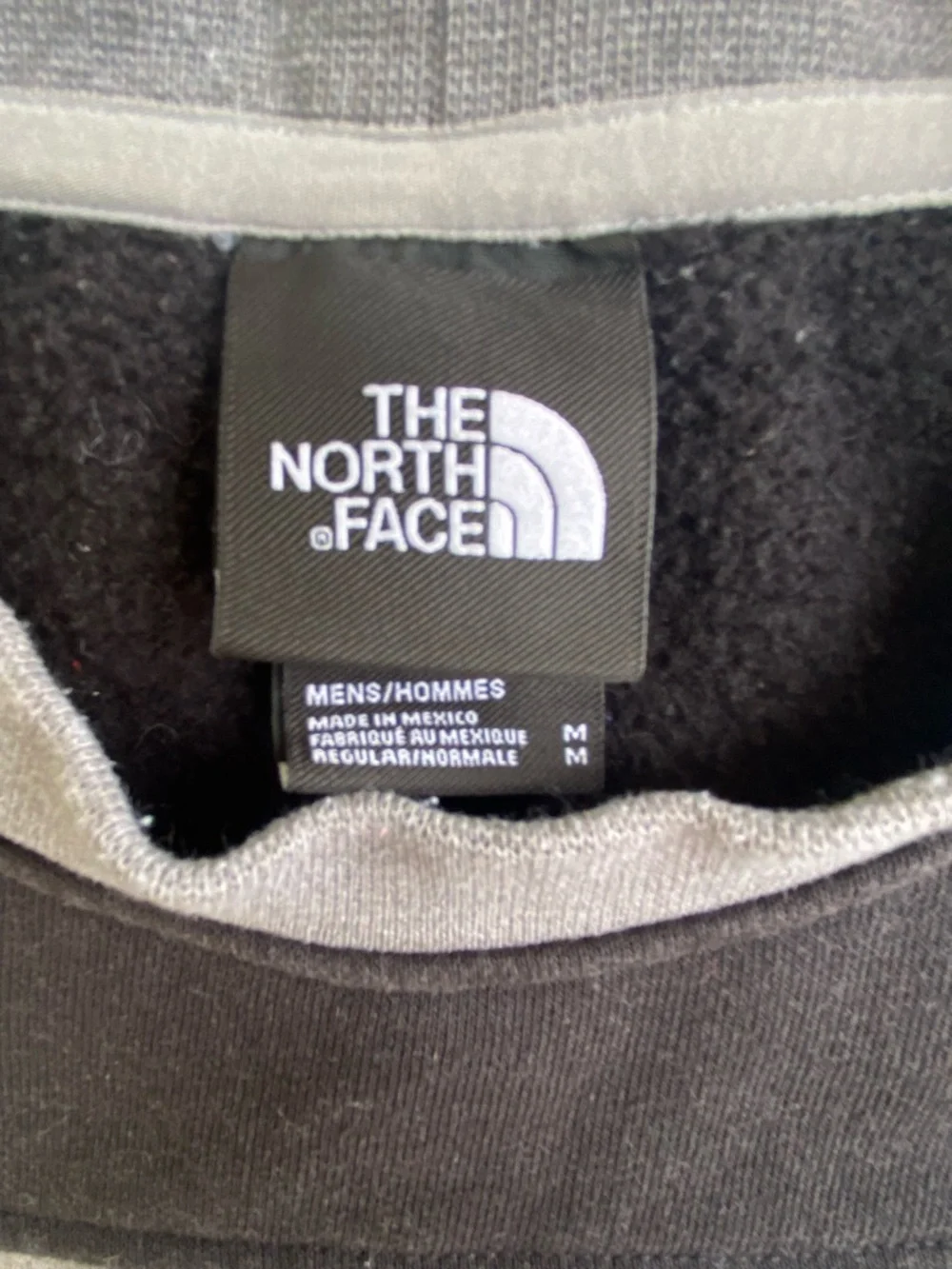 The North Face Men’s Gray and Black Crewneck Sweatshirt with Green Patch Medium